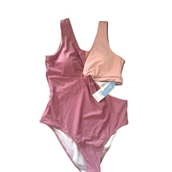 Cupshe Two Tone Pink Cutout OnePiece Swimsuit Womens Size M - Picture 1 of 7